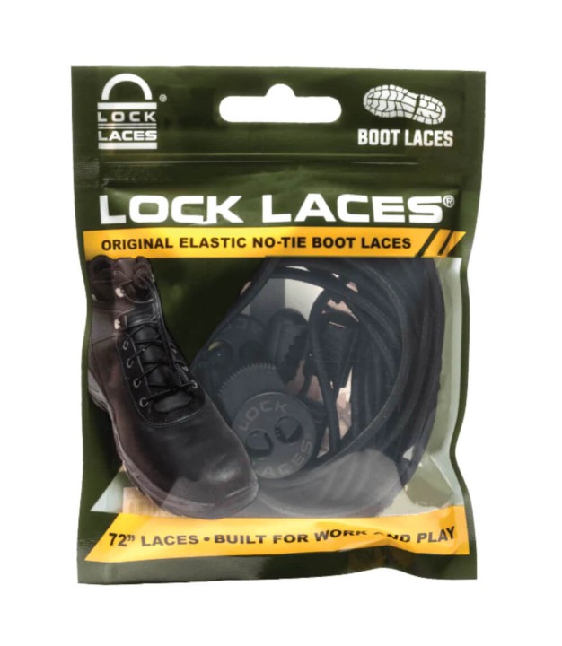 Lock Laces No Tie Boot Laces 72", Black